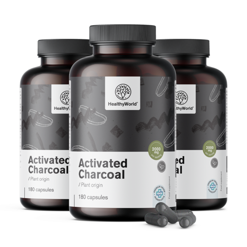 3x Активен въглен 2000 мг, общо 540 капсули