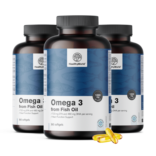3x Омега-3 1000 мг – от рибено масло, общо 1095 меки капсули