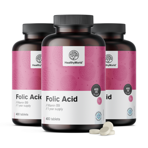 3x Фолиева киселина 400 мкг, общо 1200 таблетки