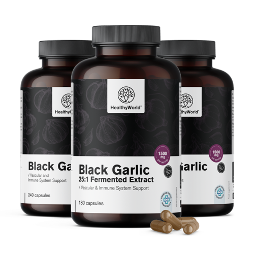 3x Черен чесън 1500 мг, общо 540 капсули