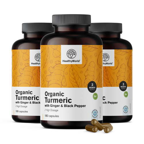 3x BIO Куркума 1440 мг - с джинджифил и черен пипер, общо 540 капсули